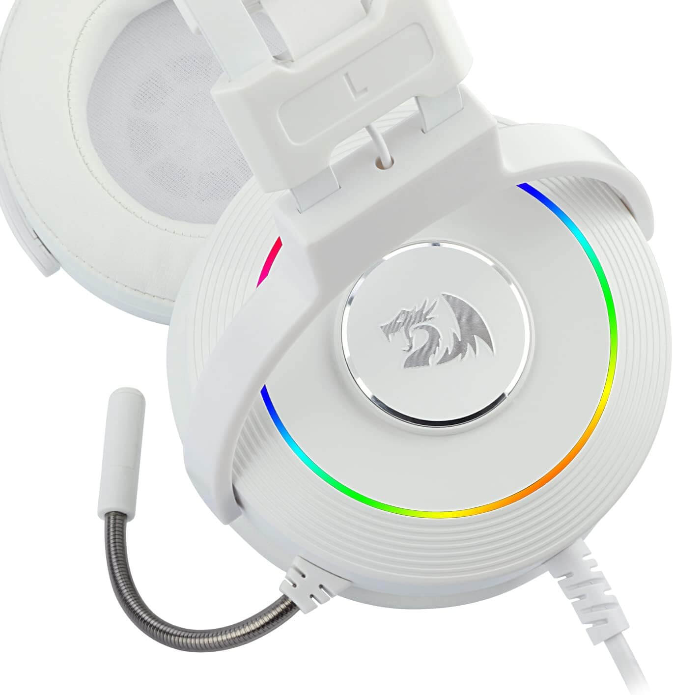 Redragon H320W Lamia 2 Lunar White Gaming Headset with 7.1 Surround Sound, Volume Control, Noise Cancelling, RGB Light, Stand, Over Ear Wired Headphone, with Mic for PC, PS4 Redragon H320W Lamia 2 Lunar White Gaming Headset with 7.1 Surround Sound, Volume Control, Noise Cancelling, RGB Light, Stand, Over Ear Wired Headphone, with Mic for PC, PS4
